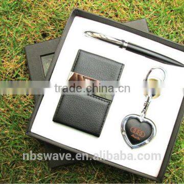 Metal Keyring Gift Set with Pen,Business Card Holder,Key Chain with Light