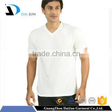 Fashion man V-neck custom 100% white polyester bulk plain white v-neck t-shirt