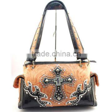 Cancealed carry rhinestone cross studded western style handbags