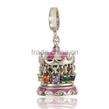 925 Sterling Silver Zircon Buildings Rhinestone Pendant