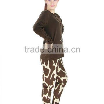Kevince Women Interlock Pyjamas Knitting Clothing Pajama Girraffe 1000pcs up OEM Factory Directly photo-2