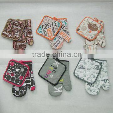 Customized Silk Screen Printed Oven Glove Set Work Glove Pot Holder Set photo-2