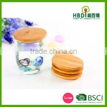 Bamboo glass jar lid wooden lid for canister