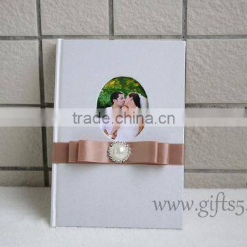Handmade Hardcover custom wedding guest book with photo frame