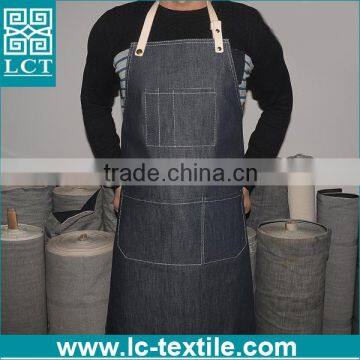 Black Denim Apron With Leather Straps photo-4