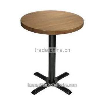 wooden table top metal base restaurant or coffee dining table