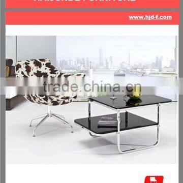 2 shelves Motion Round black Glass Coffee Table/tempered glass top coffee table