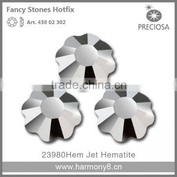 PRECIOSA Flower Fancy Stone Flat Back in Jet Hematite,MC Flower FB