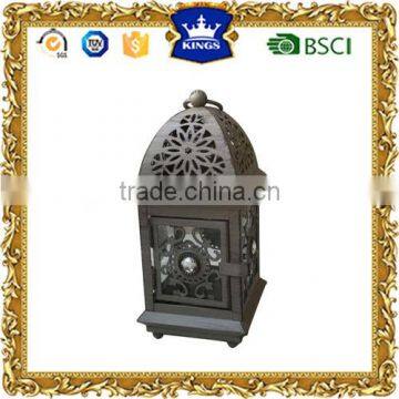 High Quality Small diamond metal lantern with glass panels for Wedding Home Decor