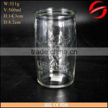 560ml custom made glass jar for drinking juice milk