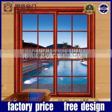 Cheap Price Wooden Color Aluminum Sliding Glass Office Window