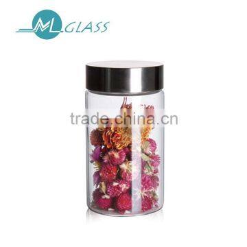 Alibaba china heat resistant glass jar with stainless steel lid handblown glassware OEM 350ml