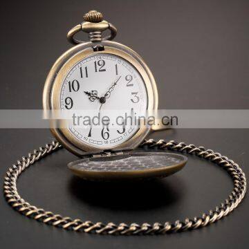 Bronze Pendant Necklace Quartz Analog Pocket Watch