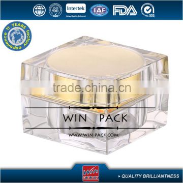 30g 50g rectangle cream bottle, top quality acrylic jar,clear color injection with shiny gold top