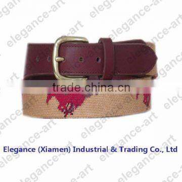 The Wild Horse Needlepoint Belts with Customized Patterns Genuine Cowhide Belts