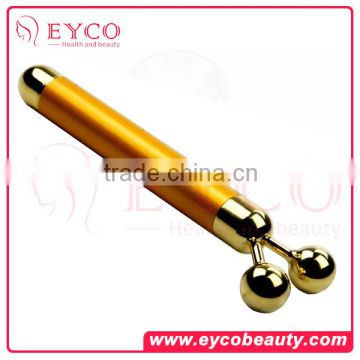 Vibrating Beauty flat bar with holes With double gold ball 24k gold beauty bar