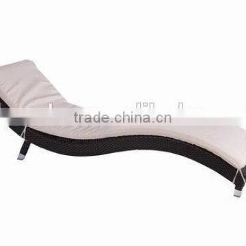 wicker chaise Lounge, sun bed with cushion, comfortable sun loungers