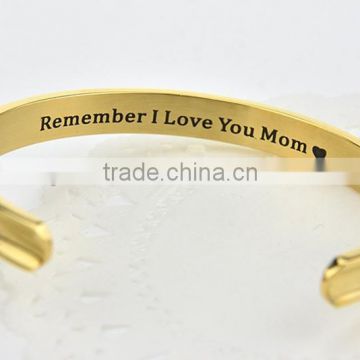 Deep Engraving message bangle jewelry bracelet with cheap price