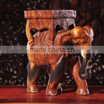Thailand Style Wood Carved Elephant Chair, Elephant Shape Design Handcarved Little Chair (BF01-X1162) photo-5