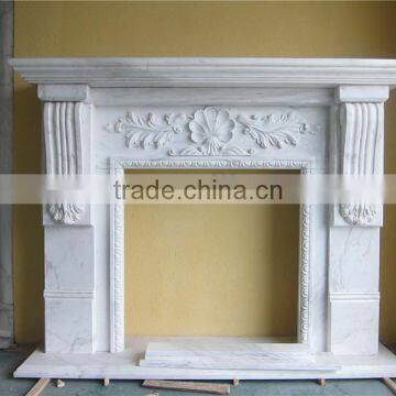 Volakas white marble fireplace