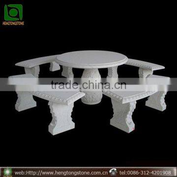 China Cheap Natural Round White Granite Table And Chair