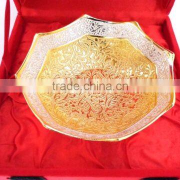 Promotional Gift, Corporate Gift, New Year Gift Beautiful Gold and Silver Plated Brass Bowl photo-3