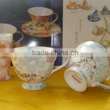 250ml Golden Printing Porcelain Mug , Golden Porcelain Saucer, Golden Printing Porcelain Bowl ,golden Printing Spoon photo-4