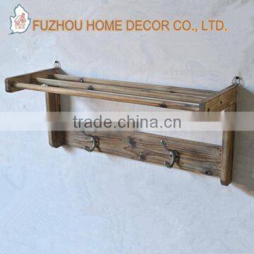 Bathroom shelves,wood towel racks with hooks