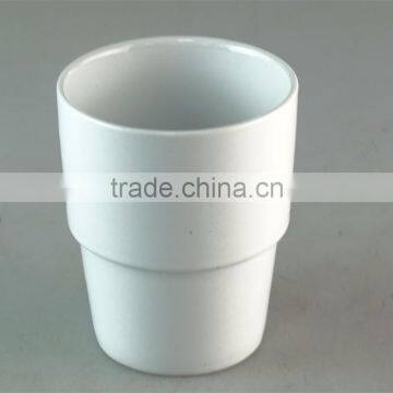 Cheap stocked whitel round ceramic cup without handle