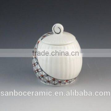 Wholesale Simple White Ceramic Sugar Pot with Lid