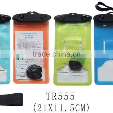 Outdoor sports PVC waterproof cell phone bag with arm strap and lanyard