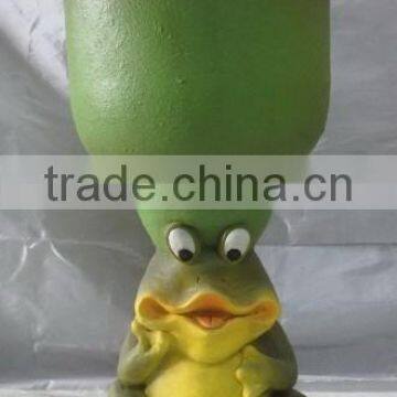 Knock-down Outdoor Garden Fiber Glass Clay Frog Flower Planter Pots photo-2