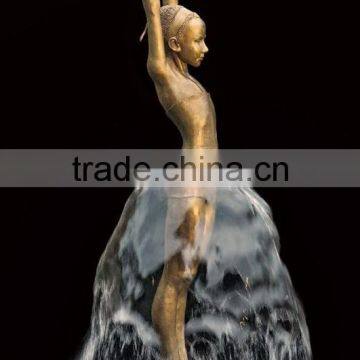 Art Metal Craft Bronze Casting Ballerina Statue Fountain for Wholesale