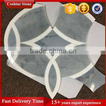 Popular white and blue color natural marble water jet tile