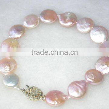 12-13mm Pink Coin Freshwater Pearl Bracelet photo-2