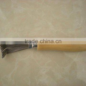 Hair Brush Cleaner With Wooden Handle and Stainless Steel Head photo-3