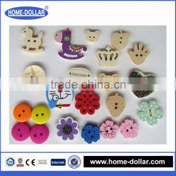 2016 lovely 2 holes popular style printed kids custom decorative logo engraved wooden craft buttons for garments