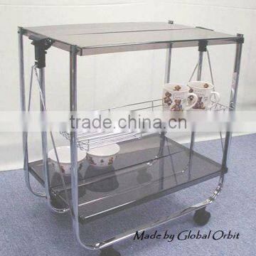 Folding Hand Cart, Metal Kitchen Dining Serving Cart photo-4