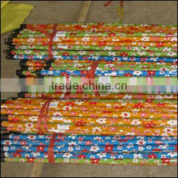 different pattern color pvc coated wooden broom handle