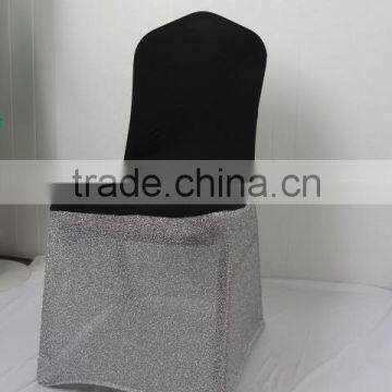 Silver Glitter Back Black Lycra Banquet Standard Chair Cover For Wedding Use photo-2