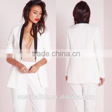 Korean Style Women Monochrome Lapel Tailored Blazer photo-6