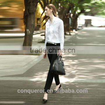 Latest Design Long Sleeve Office Lady White Dress Shirt photo-3
