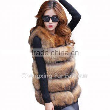 CX-G-B-247B Real Natural Raccoon Fur Women Fashion Italian Girls Fur Vest