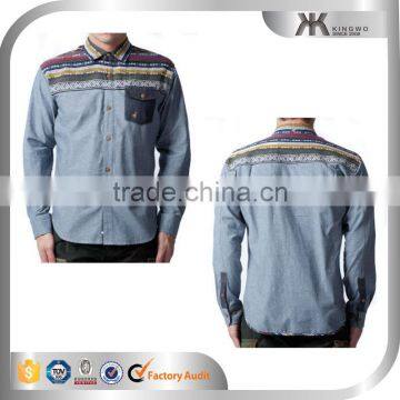 Fashion Neck Design Chambray Man Shirt/mens Shirt With Long Sleeve photo-2