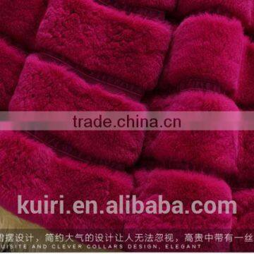 New Designer 80cm Vintage Natural Rex Rabbit Chinchilla Fur Winter Long Coat Jacket With Fur Collar For Women photo-5