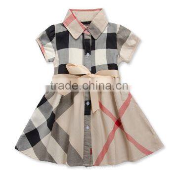 New Summer Brand Design Girls Dress Plaid 5 Colors Princess 2-6T Children Clothing England Style Baby Girl Clothes