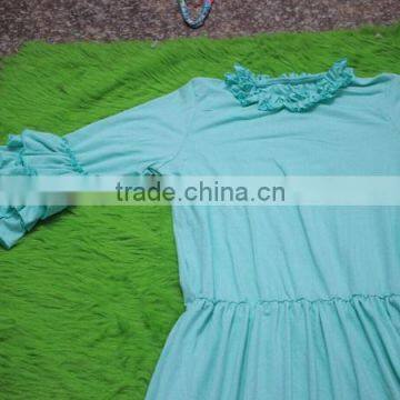 Girl Mint Green Party Dresses Child Cotton Frocks Design Children Ruffle Matching Dresses Toddler Girl Clothing Family photo-4