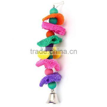 Newest Colorful Loofah Sponge Pet Bird Parrot Cage Macaw Cockatoo Cockatiel Conure Handmade Toy Plant Fibre Parrot Chew Toy photo-3
