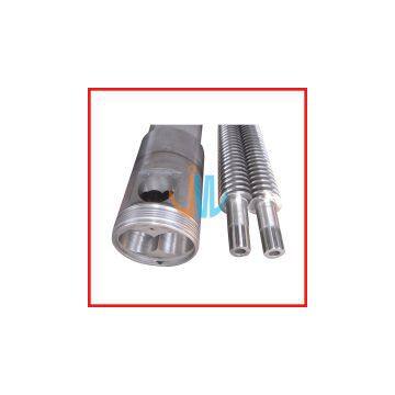 Conical double screw and barrel