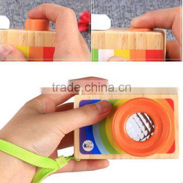 Wooden Cartoon SLR Camera Toy Kaleidoscope Bee Eye Effect Children Funny Toys photo-2